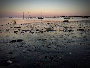 Scenic view of sea at sunset