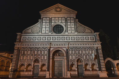 Low angle view of historical building against sky at night