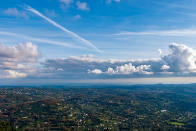 Aerial view of townscape against sky