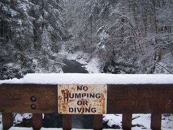 Text on snow covered land