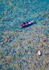 High angle view of person on sand