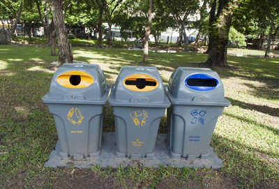 Garbage bins at park