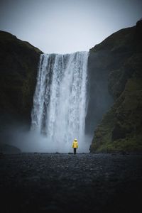 Scenic view of waterfall in island