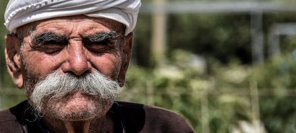 The proud look of a drusa ethnic man on the golan heights between israel and syria