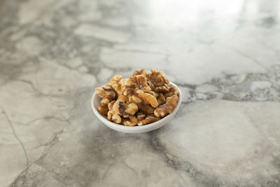 High angle view of breakfast on table