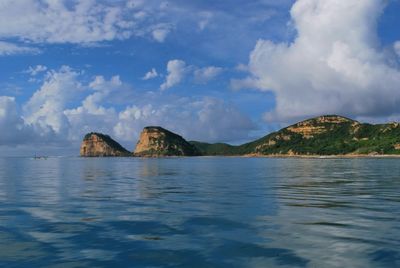 Scenic view of sea against cloudy sky