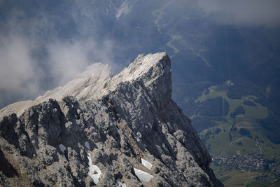 Healthy lifestyle breathe clean air watch fantastic play clouds germany's highest mountain zugspitze