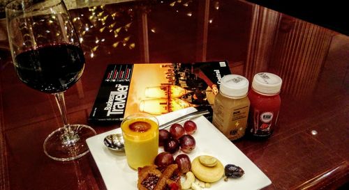 Close-up of served food in restaurant