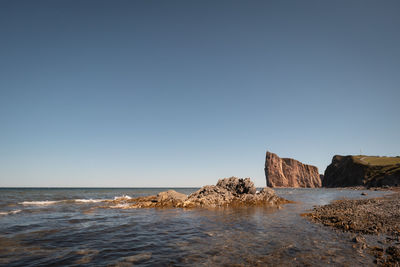 Scenic view of sea against clear sky