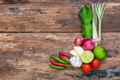 High angle view of ingredients on table