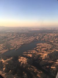 Aerial view of landscape against clear sky