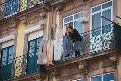 Low angle view of man working