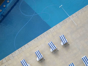 High angle view of swimming pool against sky