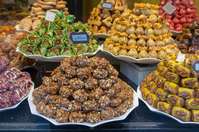 Food for sale at market stall