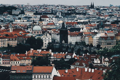 High angle shot of townscape