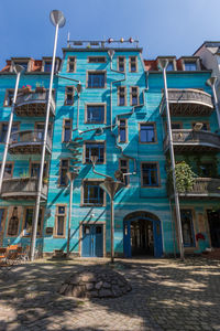 Low angle view of residential building against sky