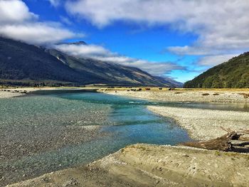 Scenic view of mountains against sky