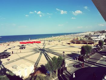 High angle view of people on beach