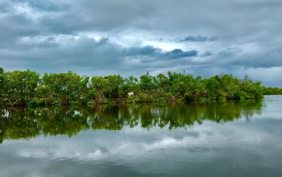 Scenic view of lake against sky