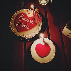 Close-up of heart shape on table