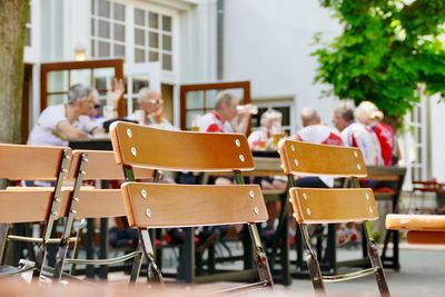 People sitting at outdoor restaurant