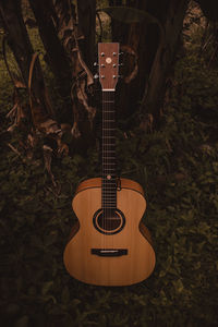 High angle view of guitar