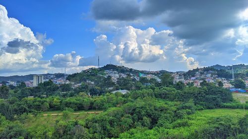 Panoramic view of townscape against sky