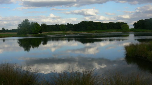 Scenic view of lake against sky