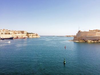 View of sea against blue sky