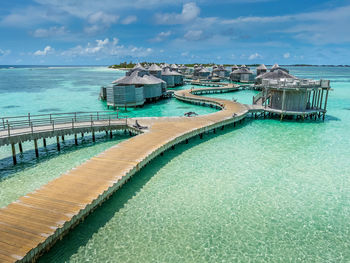 High angle view of sea against sky