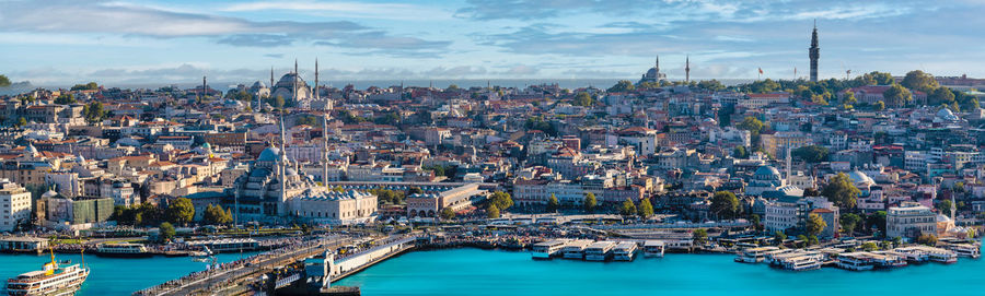 High angle view of cityscape against sky