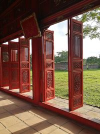 Red door of building