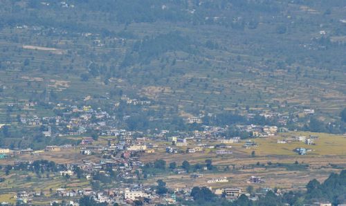 High angle view of buildings in city