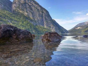 Scenic view of lake against sky