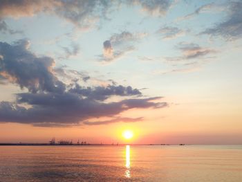 Scenic view of sea against sky during sunset