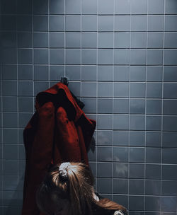 Portrait of woman in bathroom