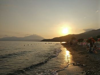 Scenic view of mountains at sunset