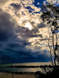 Scenic view of sea against cloudy sky