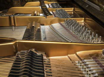 High angle view of piano keys