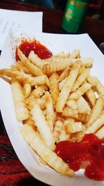 Close-up of food in plate on table