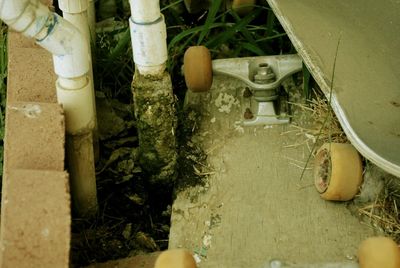 Close-up of pipe on wall