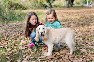 Portrait of girl with dog