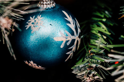 Close-up of decorated christmas tree