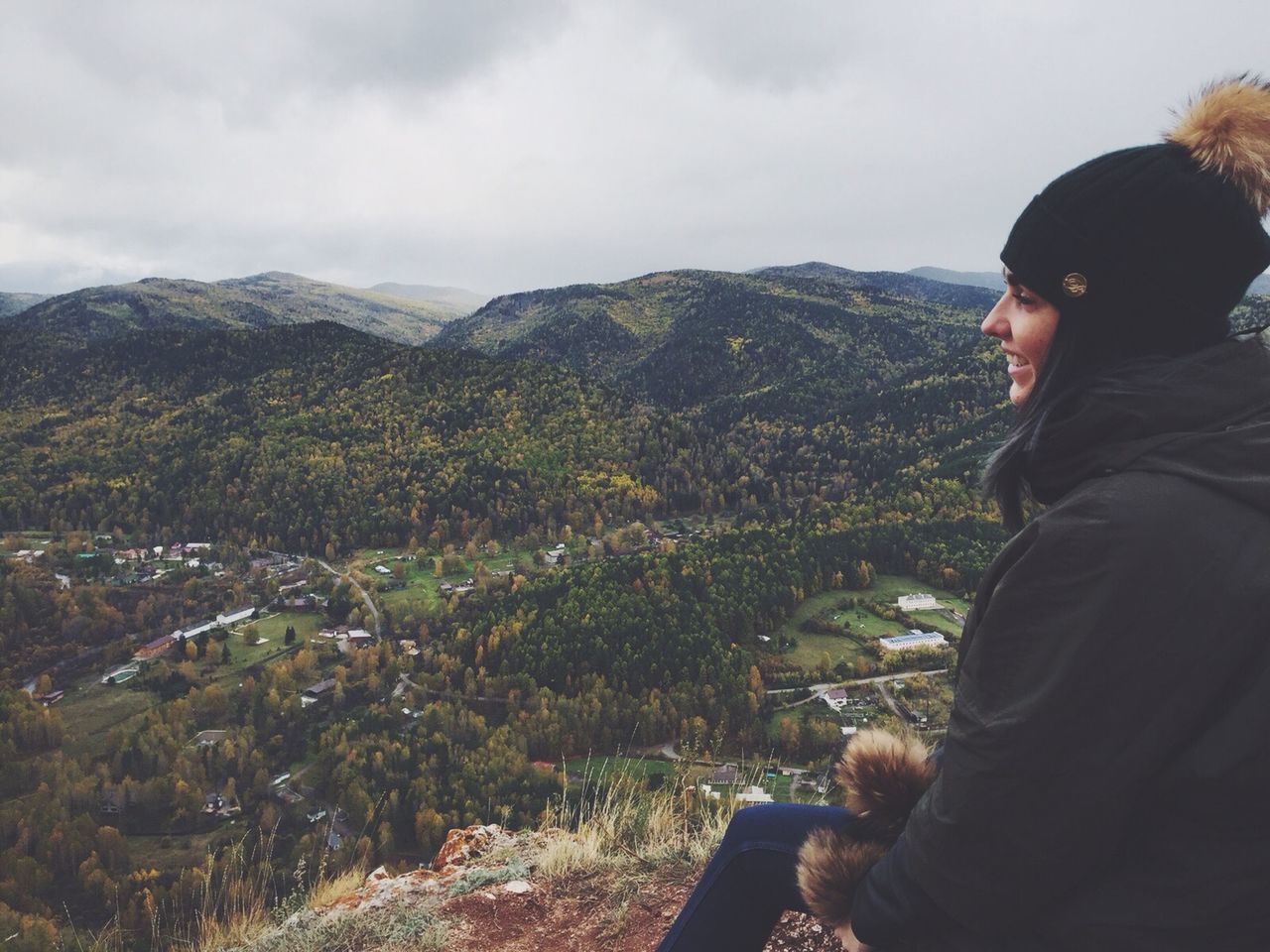 mountain, lifestyles, sky, leisure activity, cloud - sky, casual clothing, landscape, rear view, nature, tranquil scene, scenics, standing, tranquility, mountain range, beauty in nature, person, men, looking at view