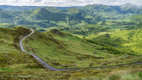 High angle view of road amidst landscape