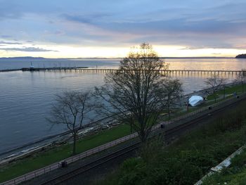 Scenic view of sea against sky during sunset