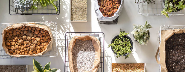 High angle view of food on table