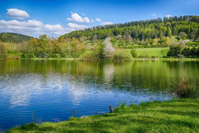 Scenic view of lake against sky