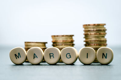 Close-up of objects over white background