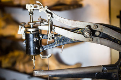 Close-up of antique sewing machine